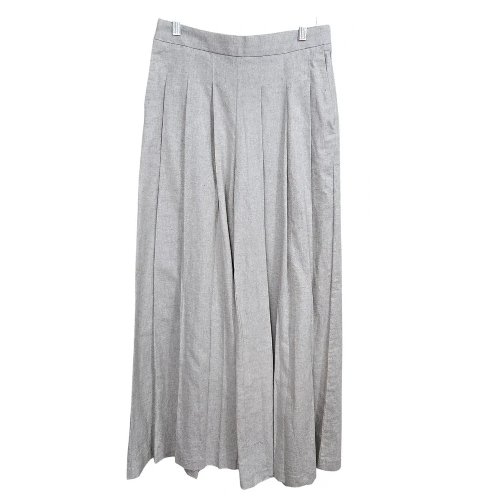 Banana Republic Size 4 Linen Blend Wide Leg Pleated Pants Flax Palazzo NEW